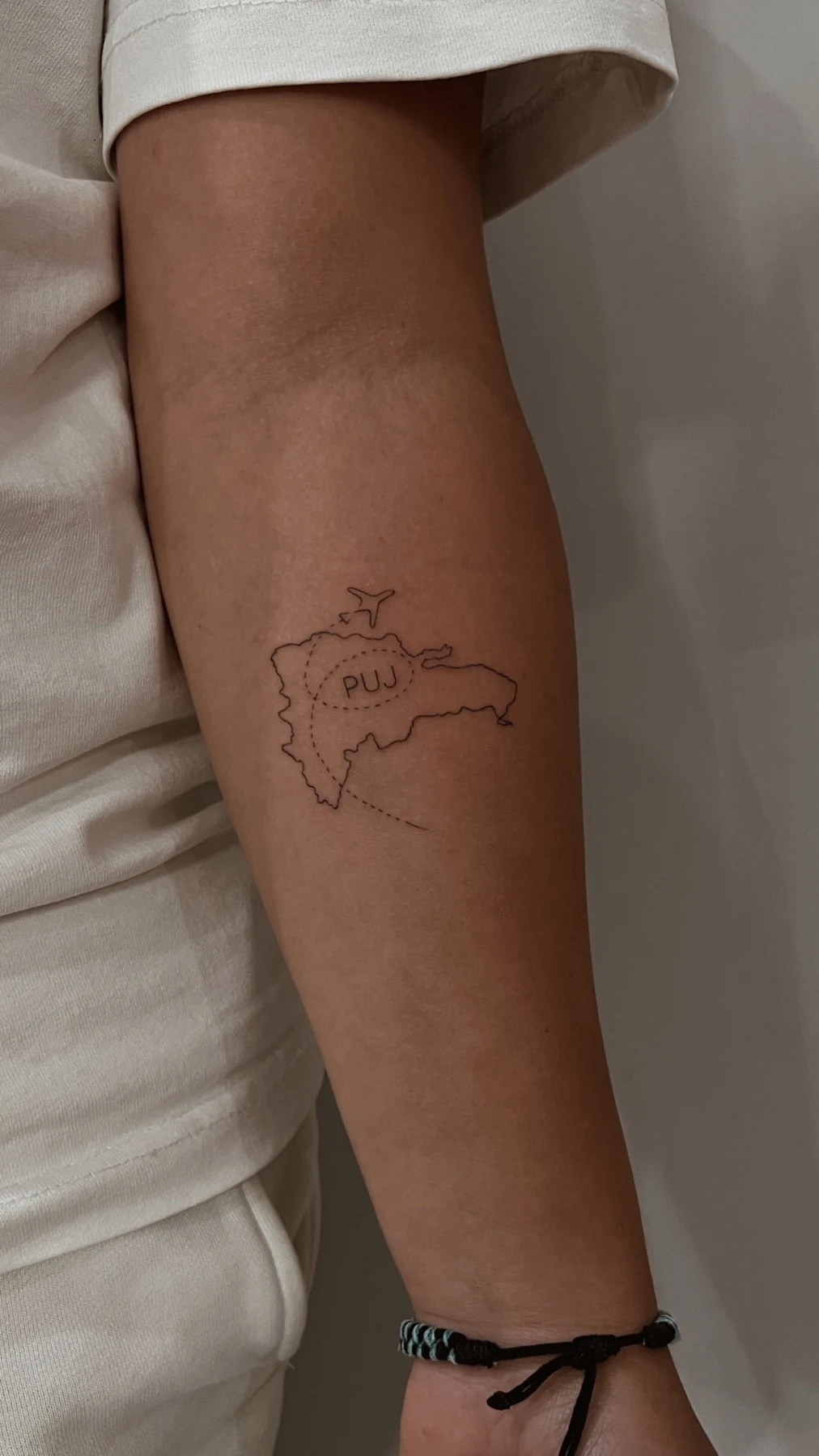 Dominican Republic map and PUJ travel tattoo by Anastasia